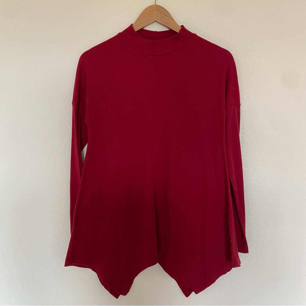Red Ribbed Sweater Tunic